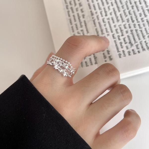 A34452 925 sterling silver irregular bead ring