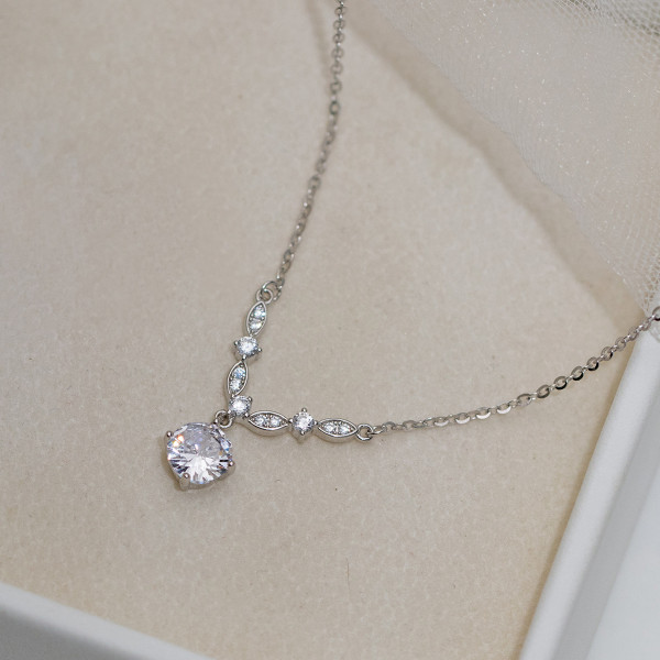 A43821 s925 silver sweet fashion rhinestone necklace