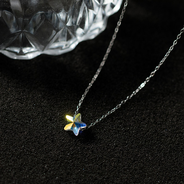 A43737 s925 sterling silver trendy sweet unique colorful necklace
