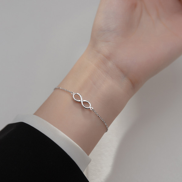A36069 s925 sterling silver infinity charm bracelet