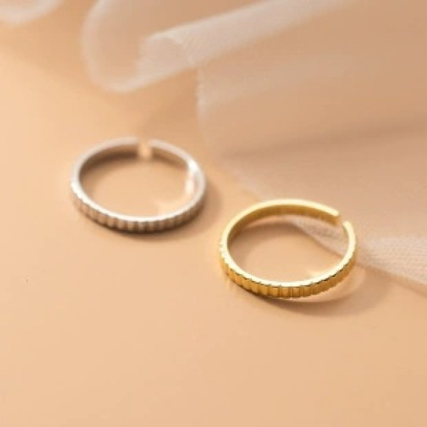 A42514 s925 silver fashion bar stripe adjustable elegant simple ring