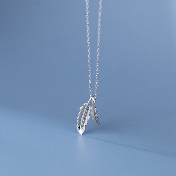 A35341 s925 sterling silver chic simple trendy leaf sweet necklace