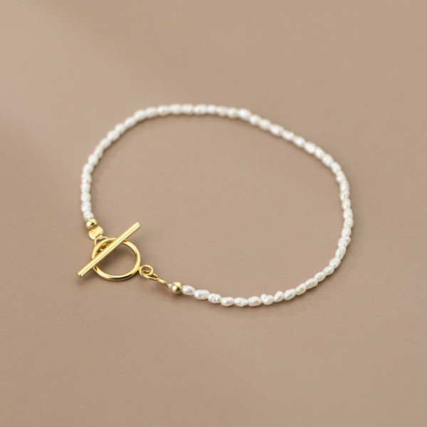 A36453 s925 sterling silver pearlOT charm bracelet