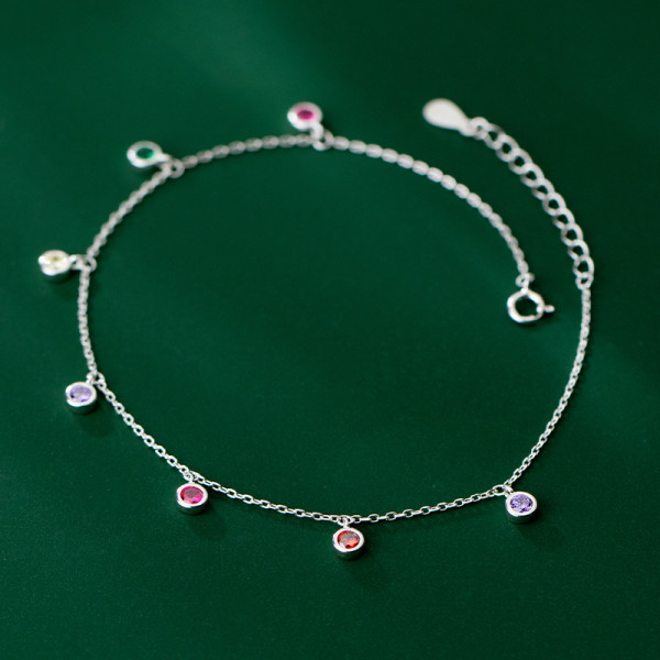 A34982 s925 sterling silver anklet trendy circle rhinestone fashion unique bracelet