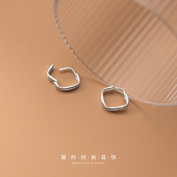 A33652 s925 sterling silver square simple trendy chic earrings