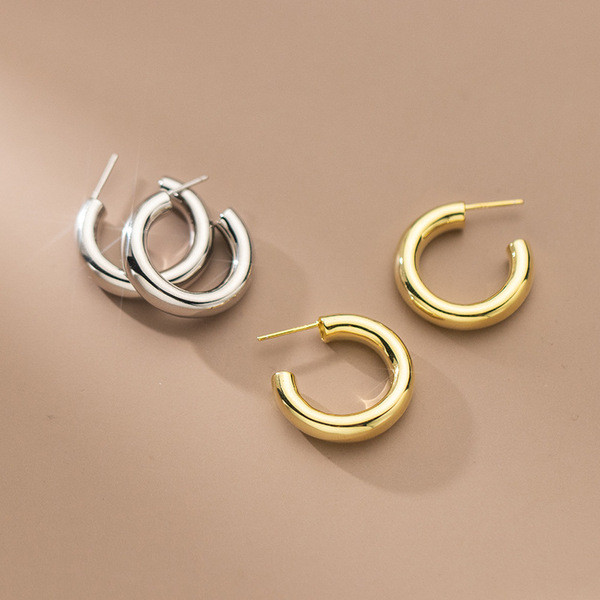 A33811 s925 sterling silver tubeC earrings