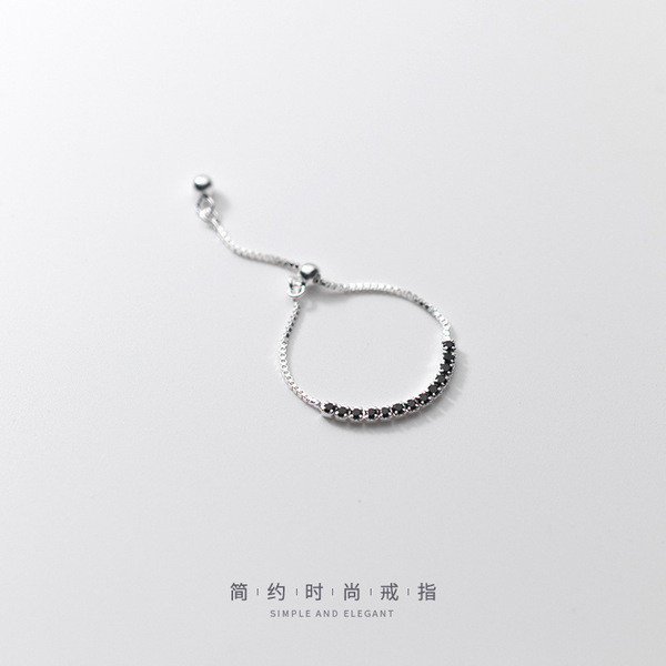 A34379 s925 sterling silver black simulateddiamondring