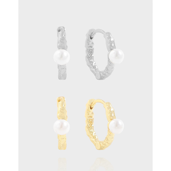 A40526 design wrinkled pearl sterling silver s925 earrings