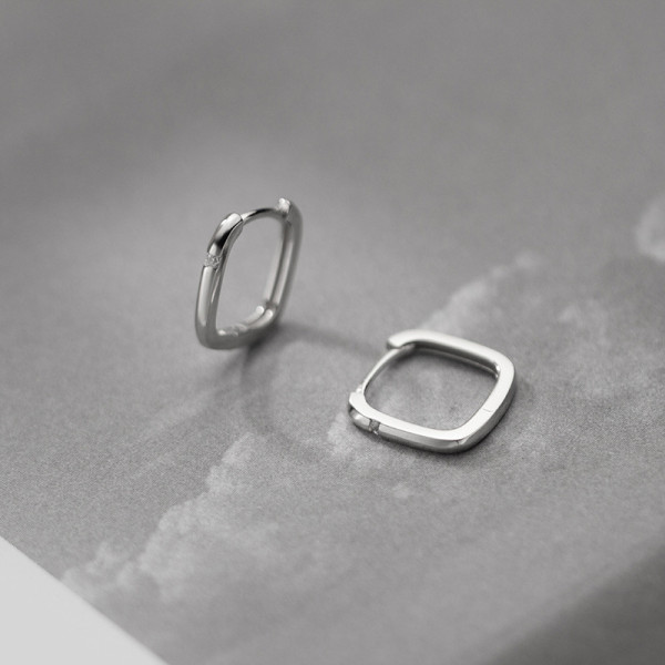 A35772 s925 sterling silver geometric chic bar hoop earring earrings