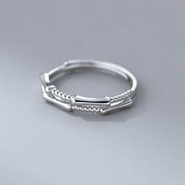 A45714 s925 sterling silver trendy sweet dainty double layered ring