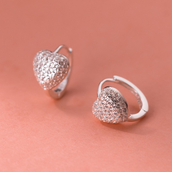 A40892 s925 sterling silver elegant unique sparkling rhinestone heart earrings