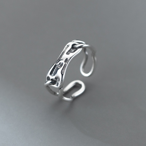 A36155 s925 sterling silver geometric bar silver hollowed simple fashion ring