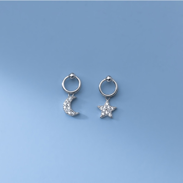 A35915 s925 stars moon earrings