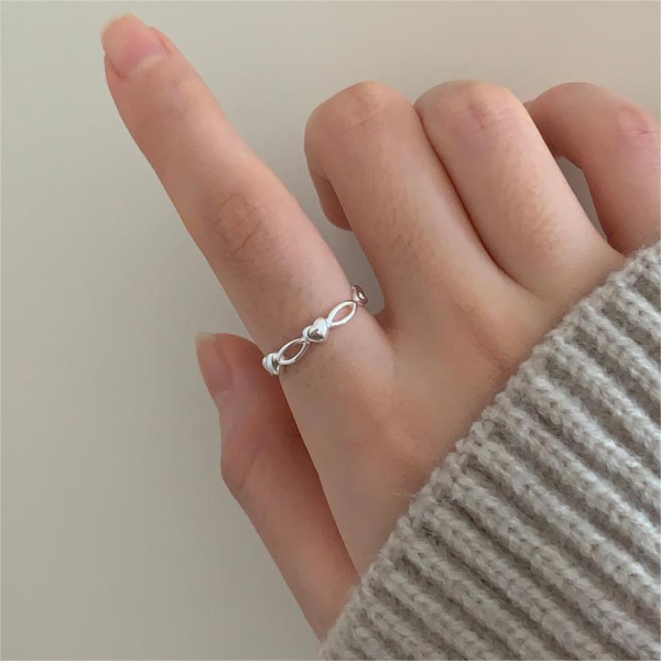 A42677 sterling silver heart simple fashion adjustable ring