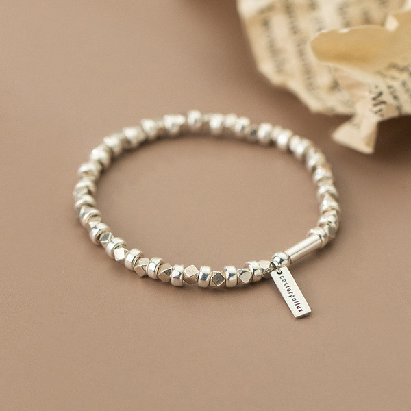 A34221 s925 sterling silver circle charm bracelet