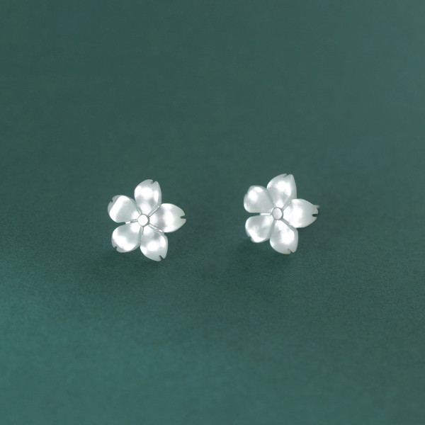 A35524 s925 sterling silver shell flower floral earrings