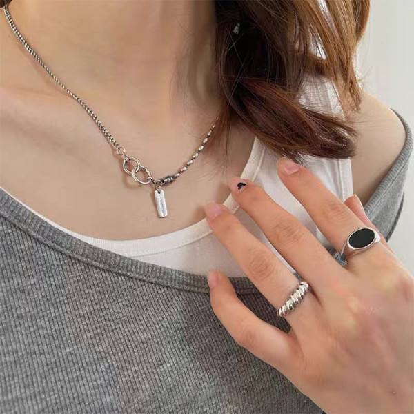 A42207 s925 sterling silver thai square vintage necklace