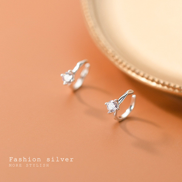 A32350 s925 sterling silver clipon rhinestone rhinestone piercing chic earrings