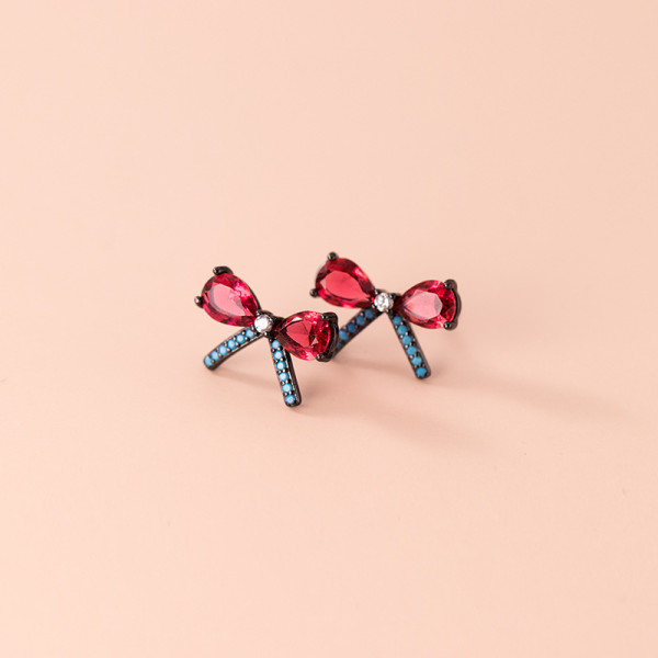 A35975 s925 sterling silver unique chic bow earrings