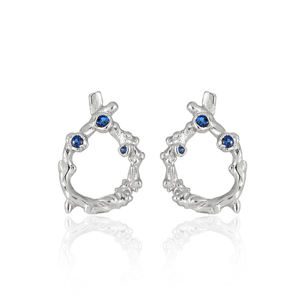 A43350 circle rhinestone stud s925 sterling silver design earrings