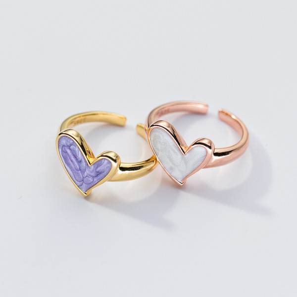 A39296 s925 sterling silver colorful heart sweet design ring