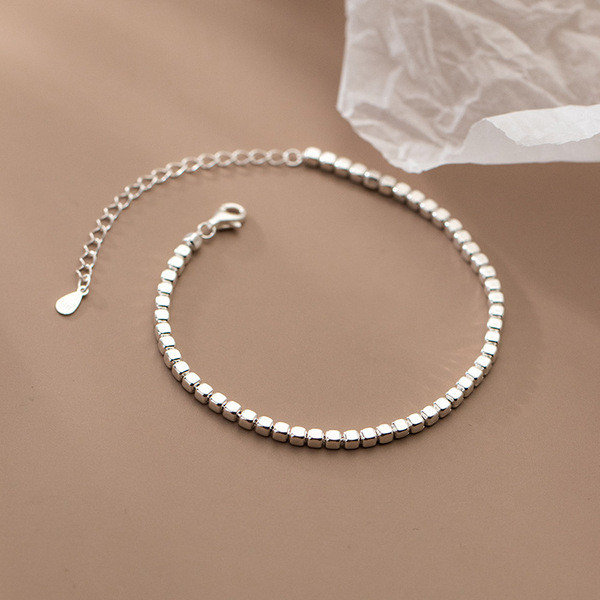 A34203 s925 sterling silver trendy simple square chic fashion bracelet