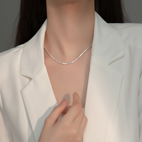 A33039 s925 sterling silver chic square necklace