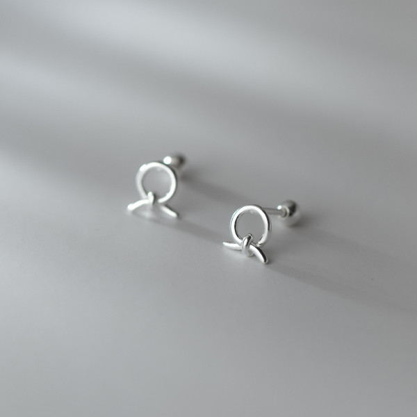 A35739 s925 sterling silver circle hollowed rope earrings
