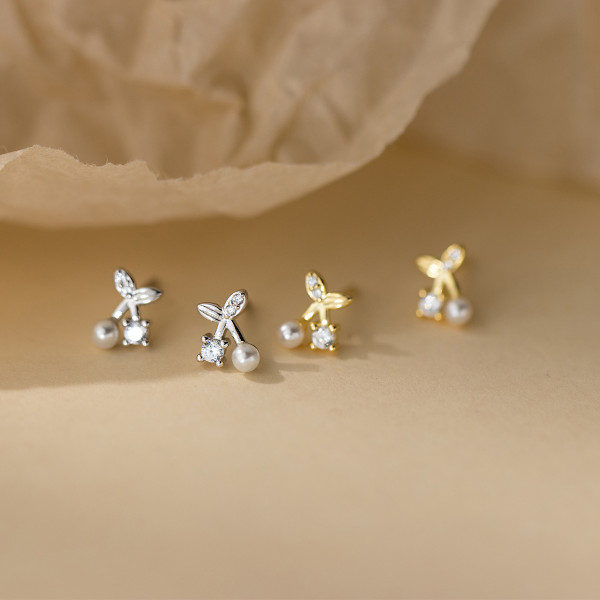 A44404 s925 sterling silver trendy sweet rhinestone stud cute earrings