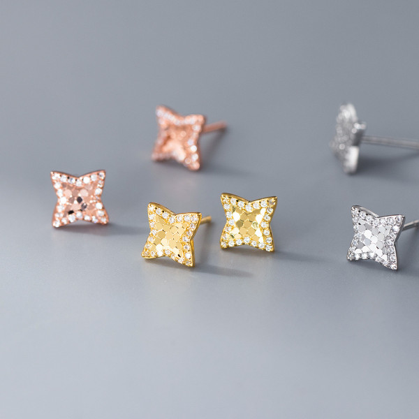 A46423 s925 sterling silver sweet rhinestone stars stud earrings