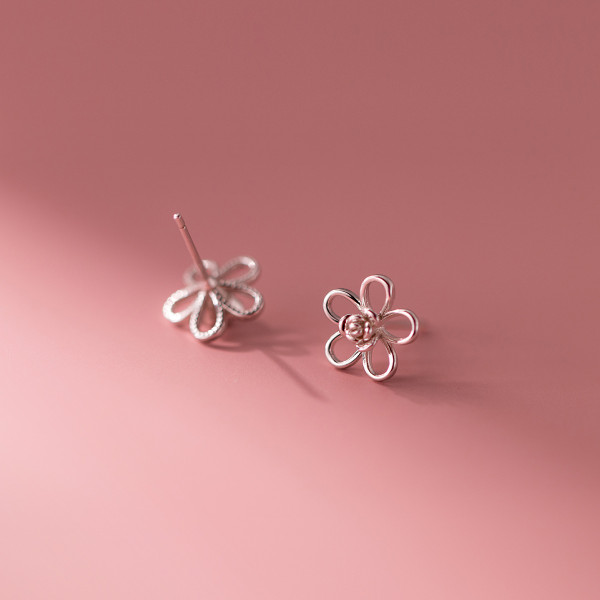 A42940 s925 silver trendy unique hollowed flower stud fashion dangle earrings