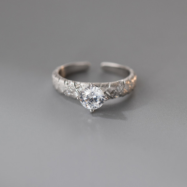 A45655 s925 silver trendy sweet simple rhinestone braided ring