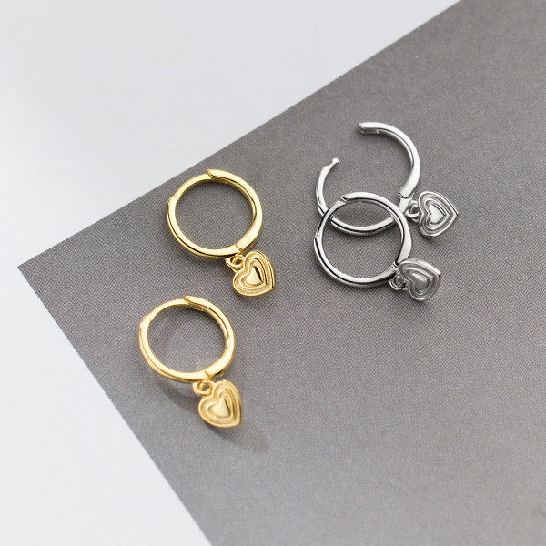 A37852 s925 sterling silver sweet heart design elegant earrings