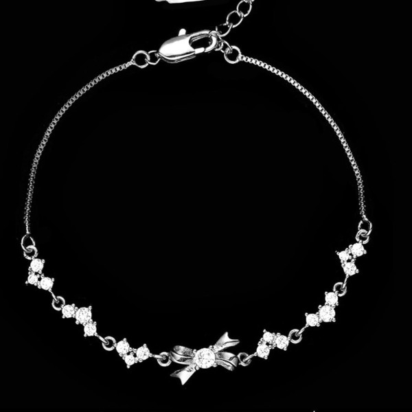 A41923 s925 sterling silver rhinestone heart butterfly charm trendy sweet bracelet