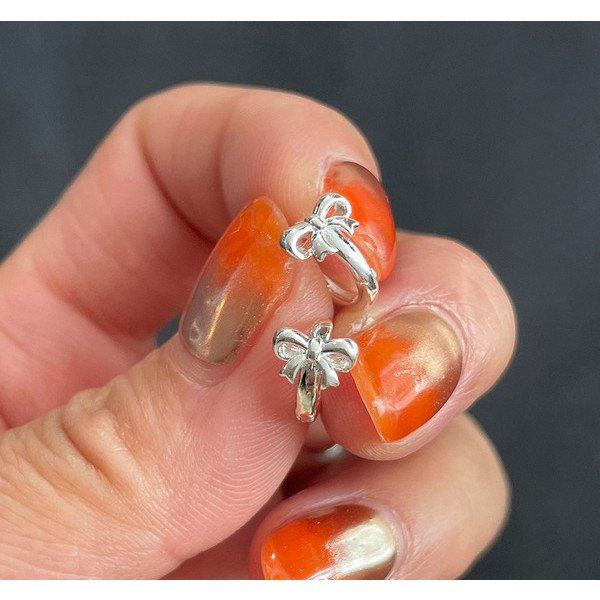 A33124 925 sterling silver simple bow silver earrings