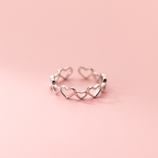 A36196 s925 sterling silver hollowed heart ring