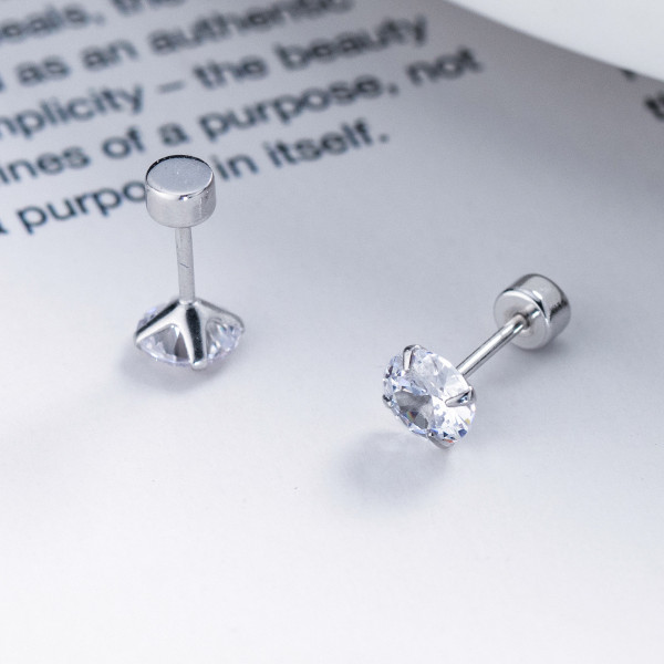 A43545 s925 sterling silver bead stud piercing earrings