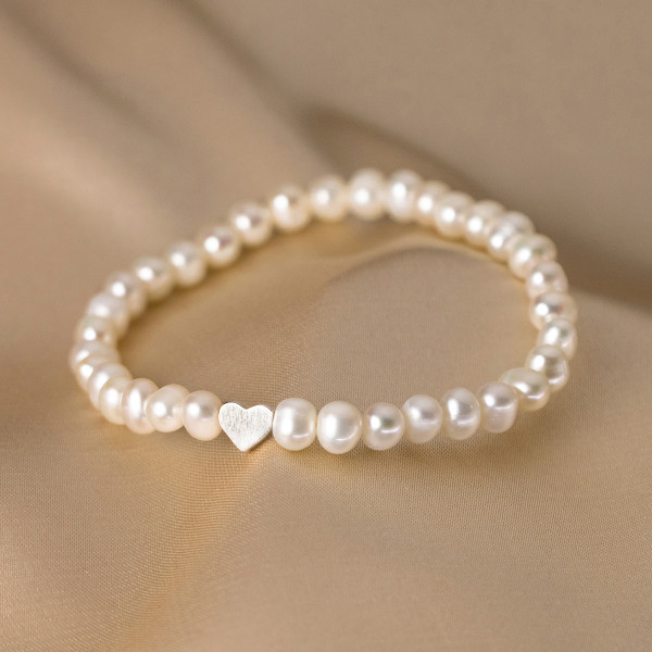 A39969 s925 sterling silver heart pearl charm design elegant bracelet