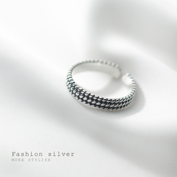 A32127 s925 sterling silver unique chic silver layered twist ring