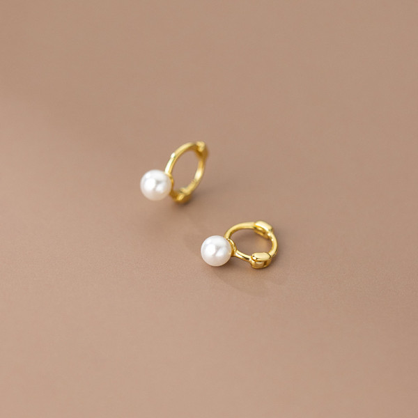 A35783 s925 sterling silver fashion simple pearl tiny earrings