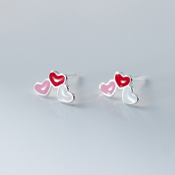 A41543 s925 sterling silver cute sweet heart stud simple design earrings