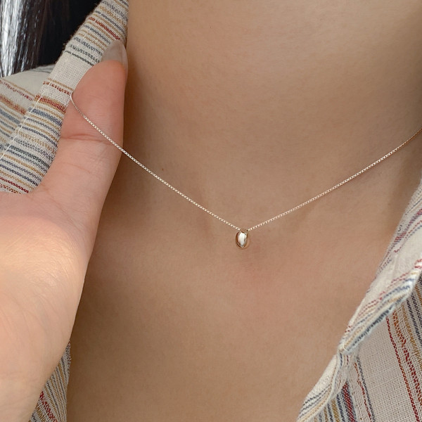 A42704 s925 sterling silver minimalist oval necklace