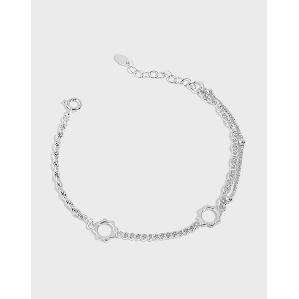 A36507 design minimalist sun doublelayer chain qualitys925 sterling silver charm bracelet