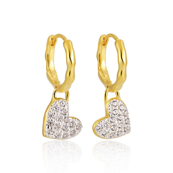 A44232 heart sparkling rhinestone s925 sterling silver elegant heartshape earrings