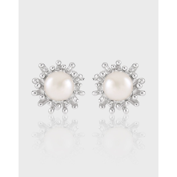 A40943 elegant natural pearl s925 sterling silver stud earrings