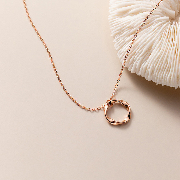 A32423 s925 sterling silver circle necklace