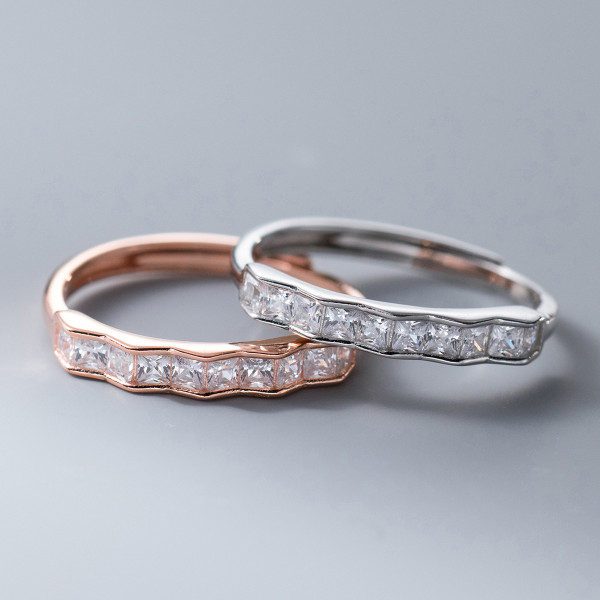 A40889 s925 sterling silver rhinestone weave unique simple ring