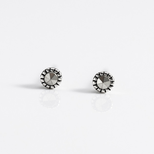 A44458 s925 silver thai vintage cute piercing circle rhinestone stud simple earrings