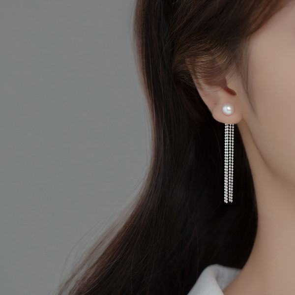 A35543 s925 sterling silver tassel earrings