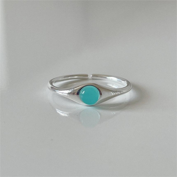 A40447 sterling silver crystal simple fashion adjustable ring